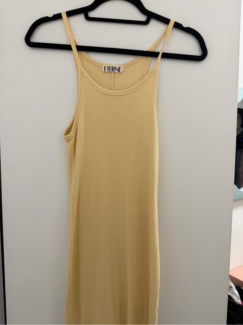 Eterne Ribbed Tank Dress in Soft Yellow